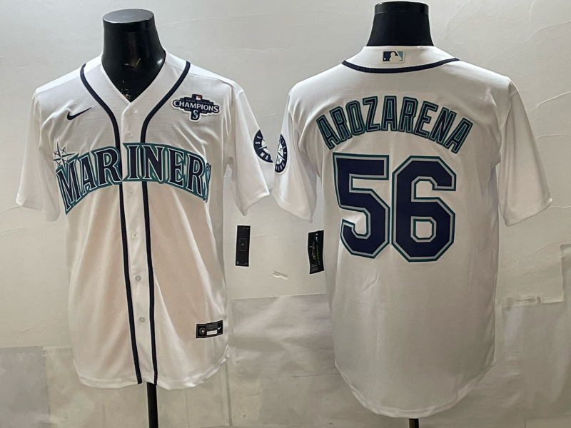 Men 2026 Seattle Mariners #56 Arozarena white Nike MLB Jersey 007